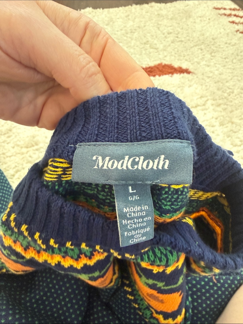 ModCloth Cozy Commitment Fair Isle Sweater Dress in Pumpkins Jack-O-Lanterns - Picture 10 of 11